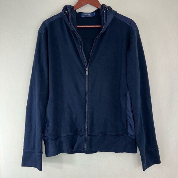 Polo Ralph Lauren Navy Mixed Media Full Zip Jacket Men’s Medium Modern Gropcore - Picture 1 of 9
